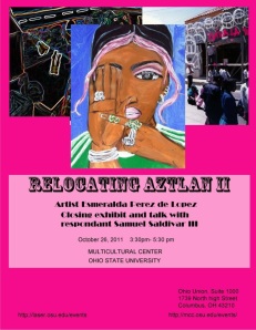 Flyer for closing show; pink with black writing